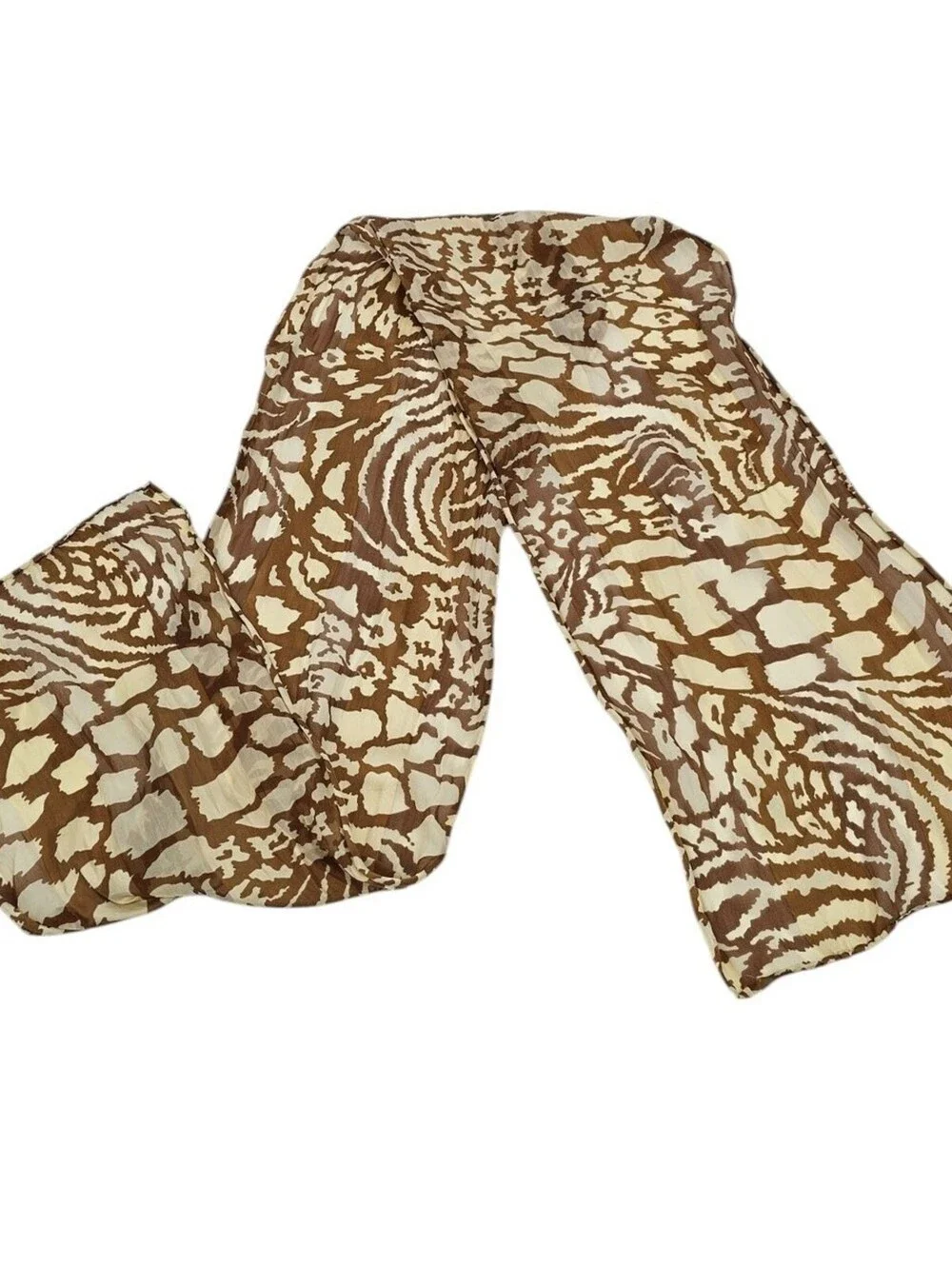 Vintage 1990s Womens Silk Scarf Rectangular Safari Animal Print Zebra Giraffe